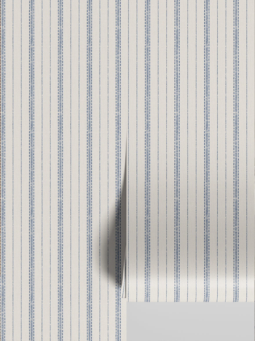 DenimBlueTickingStripeWallpaper-Roll