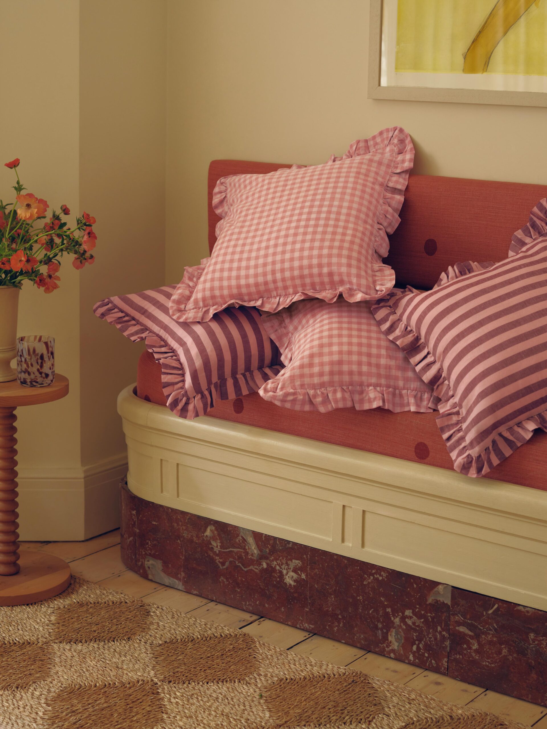Dusty_Pink_Rose_Gingham_Frill_Cushion_1